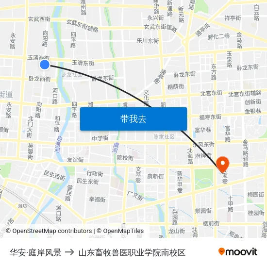 华安·庭岸风景 to 山东畜牧兽医职业学院南校区 map