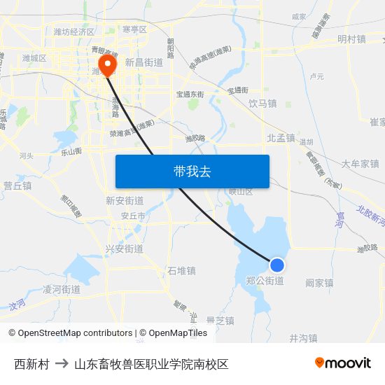 西新村 to 山东畜牧兽医职业学院南校区 map