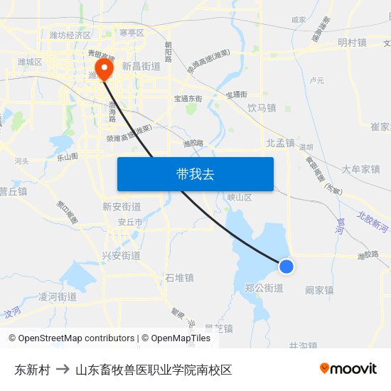 东新村 to 山东畜牧兽医职业学院南校区 map