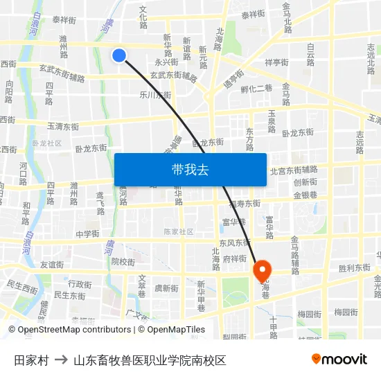 田家村 to 山东畜牧兽医职业学院南校区 map