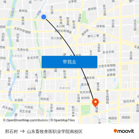 邢石村 to 山东畜牧兽医职业学院南校区 map