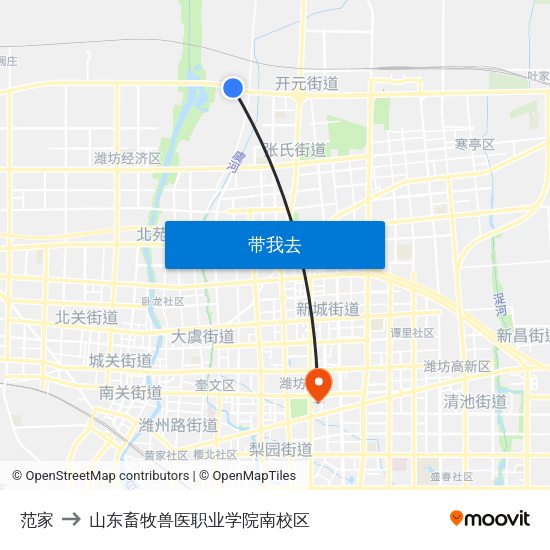 范家 to 山东畜牧兽医职业学院南校区 map