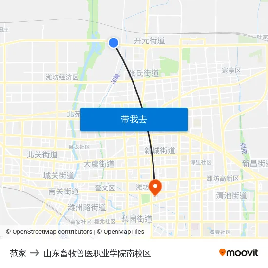 范家 to 山东畜牧兽医职业学院南校区 map