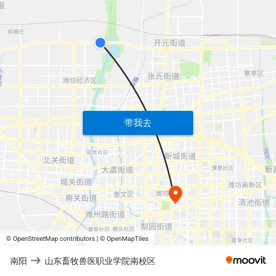 南阳 to 山东畜牧兽医职业学院南校区 map
