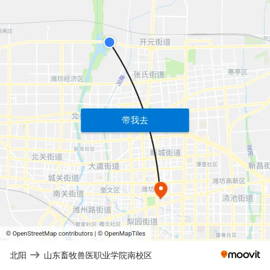北阳 to 山东畜牧兽医职业学院南校区 map