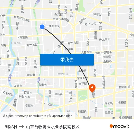 刘家村 to 山东畜牧兽医职业学院南校区 map