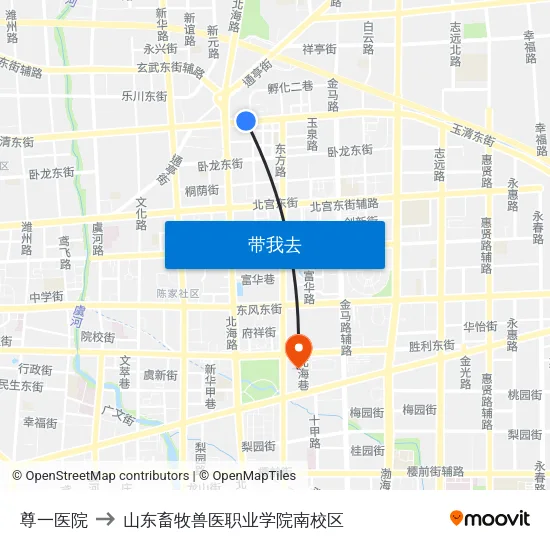 尊一医院 to 山东畜牧兽医职业学院南校区 map