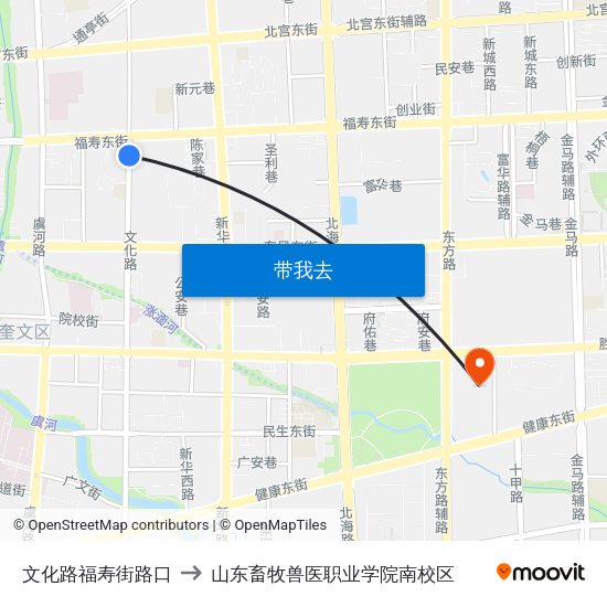 文化路福寿街路口 to 山东畜牧兽医职业学院南校区 map