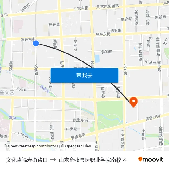 文化路福寿街路口 to 山东畜牧兽医职业学院南校区 map
