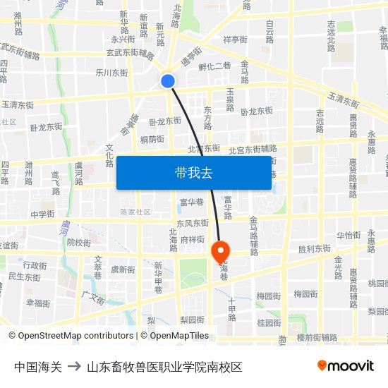 中国海关 to 山东畜牧兽医职业学院南校区 map