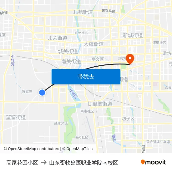 高家花园小区 to 山东畜牧兽医职业学院南校区 map