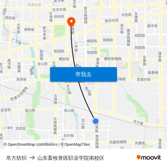 帛方纺织 to 山东畜牧兽医职业学院南校区 map