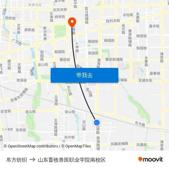 帛方纺织 to 山东畜牧兽医职业学院南校区 map