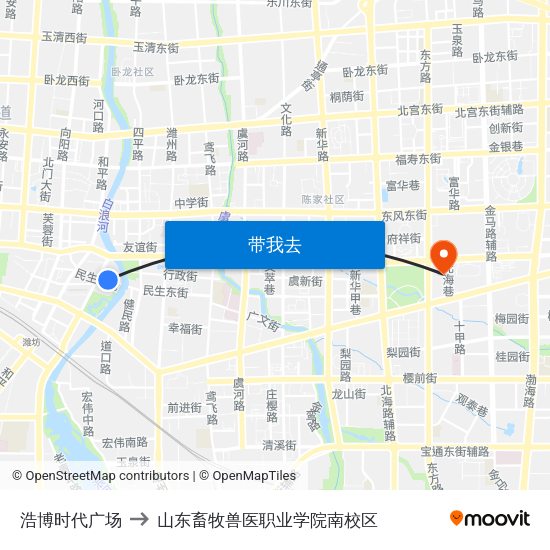 浩博时代广场 to 山东畜牧兽医职业学院南校区 map
