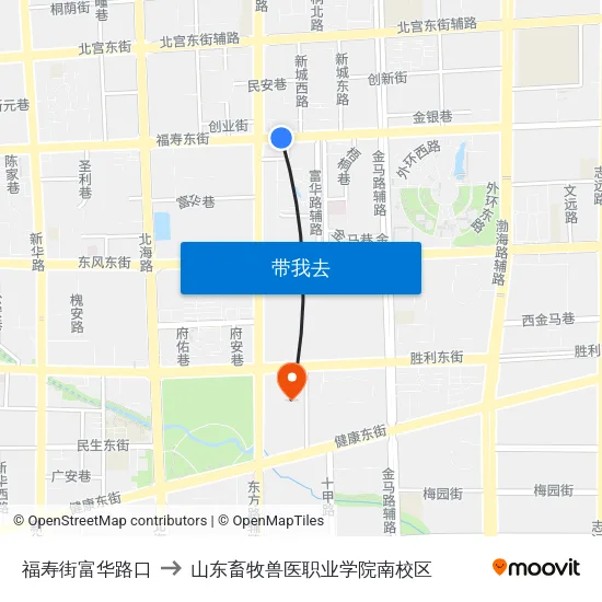 福寿街富华路口 to 山东畜牧兽医职业学院南校区 map