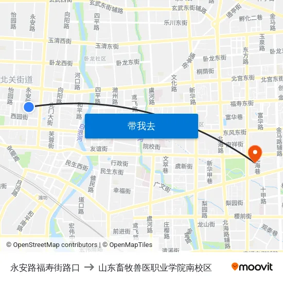 永安路福寿街路口 to 山东畜牧兽医职业学院南校区 map