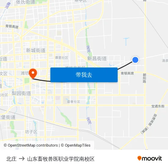 北庄 to 山东畜牧兽医职业学院南校区 map