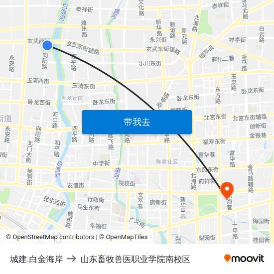 城建.白金海岸 to 山东畜牧兽医职业学院南校区 map