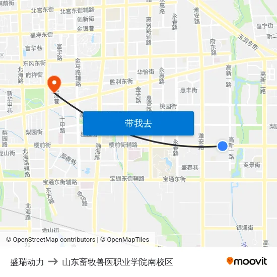 盛瑞动力 to 山东畜牧兽医职业学院南校区 map