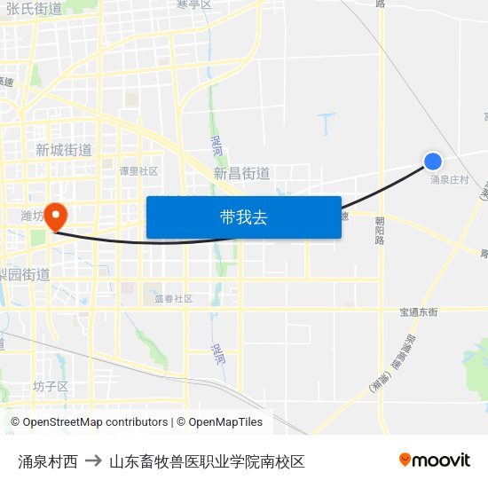 涌泉村西 to 山东畜牧兽医职业学院南校区 map