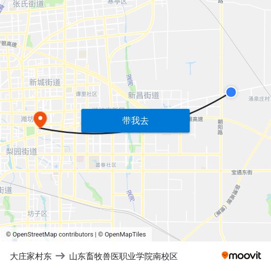 大庄家村东 to 山东畜牧兽医职业学院南校区 map