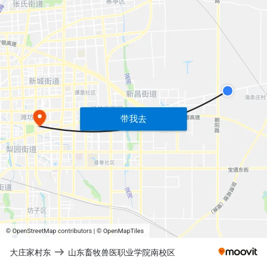 大庄家村东 to 山东畜牧兽医职业学院南校区 map