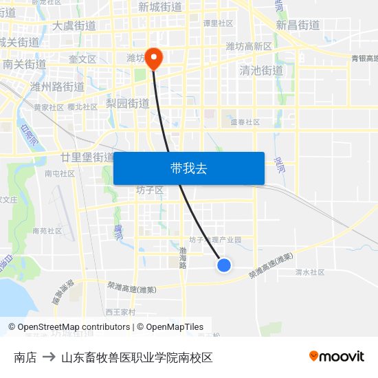 南店 to 山东畜牧兽医职业学院南校区 map
