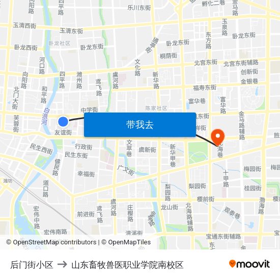 后门街小区 to 山东畜牧兽医职业学院南校区 map