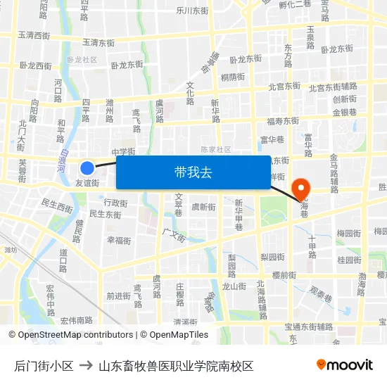 后门街小区 to 山东畜牧兽医职业学院南校区 map