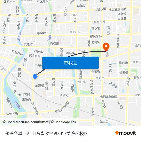 领秀华城 to 山东畜牧兽医职业学院南校区 map