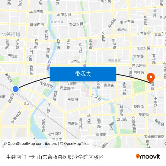 生建南门 to 山东畜牧兽医职业学院南校区 map