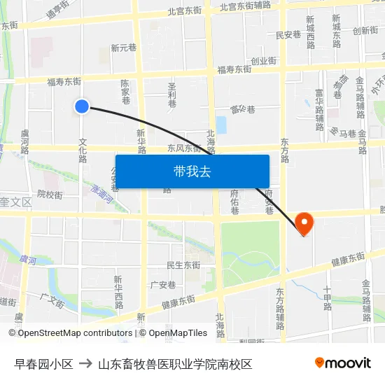 早春园小区 to 山东畜牧兽医职业学院南校区 map