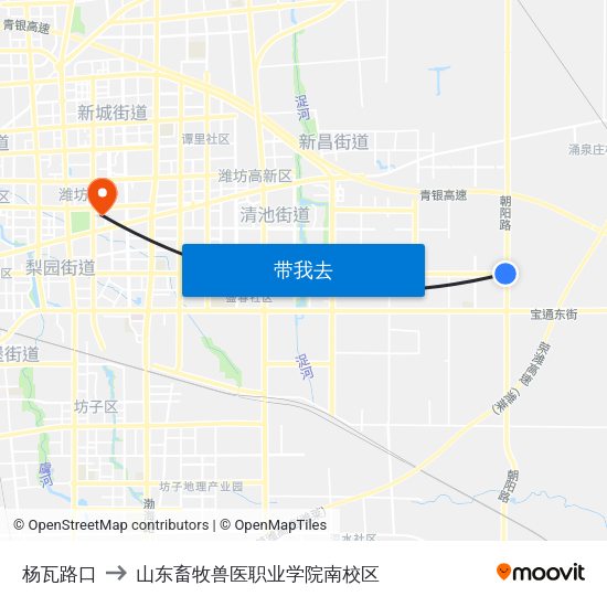 杨瓦路口 to 山东畜牧兽医职业学院南校区 map