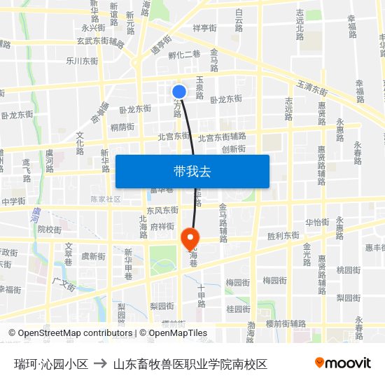 瑞珂·沁园小区 to 山东畜牧兽医职业学院南校区 map