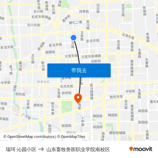 瑞珂·沁园小区 to 山东畜牧兽医职业学院南校区 map