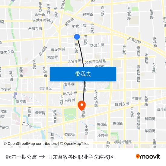 歌尔一期公寓 to 山东畜牧兽医职业学院南校区 map