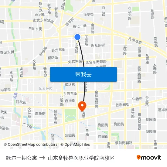 歌尔一期公寓 to 山东畜牧兽医职业学院南校区 map
