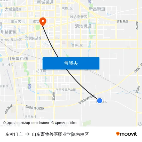 东黄门庄 to 山东畜牧兽医职业学院南校区 map