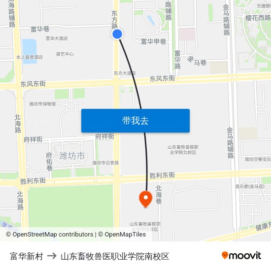 富华新村 to 山东畜牧兽医职业学院南校区 map