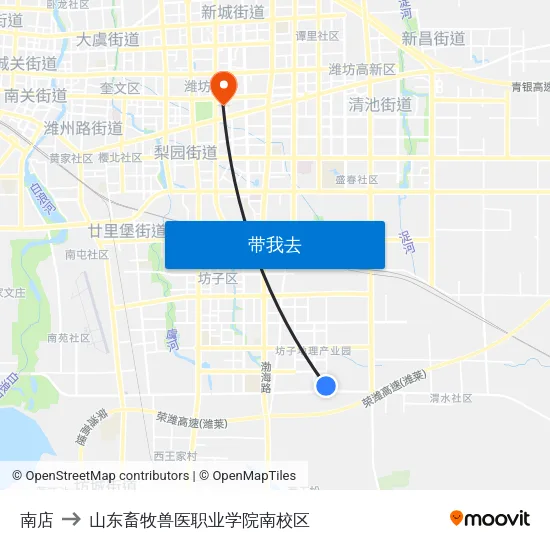 南店 to 山东畜牧兽医职业学院南校区 map