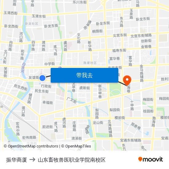 振华商厦 to 山东畜牧兽医职业学院南校区 map