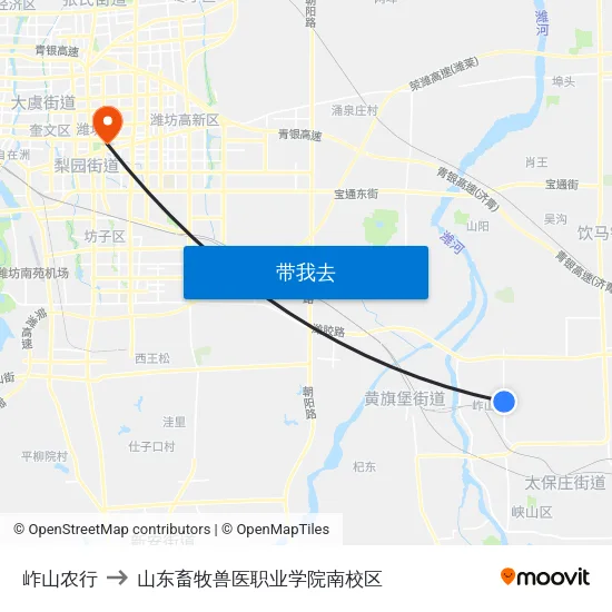 岞山农行 to 山东畜牧兽医职业学院南校区 map