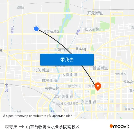 塔寺庄 to 山东畜牧兽医职业学院南校区 map