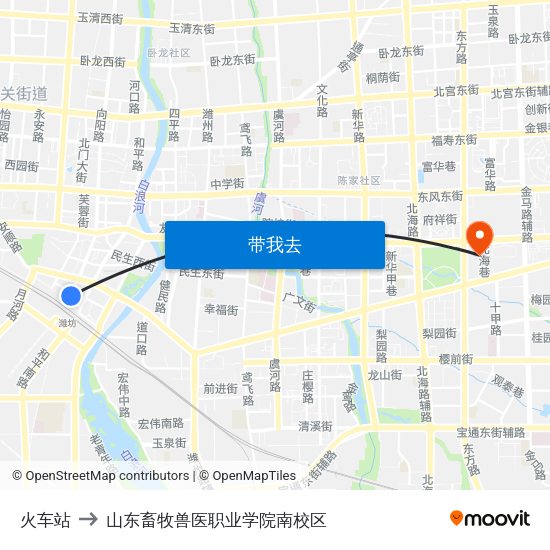 火车站 to 山东畜牧兽医职业学院南校区 map