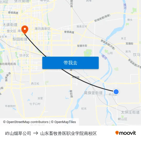 岞山烟草公司 to 山东畜牧兽医职业学院南校区 map