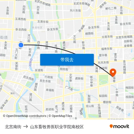 北宫南街 to 山东畜牧兽医职业学院南校区 map
