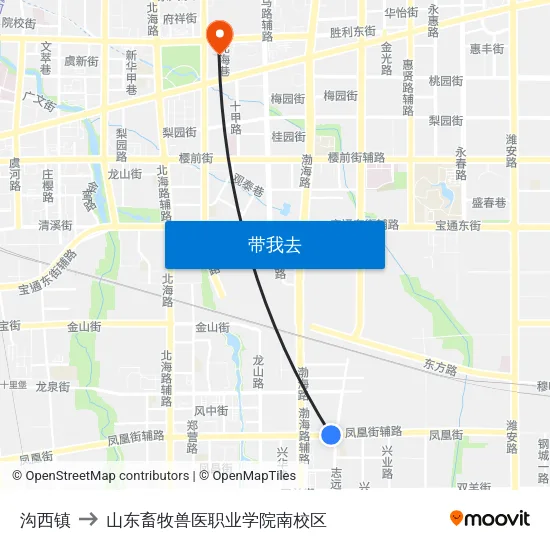 沟西镇 to 山东畜牧兽医职业学院南校区 map