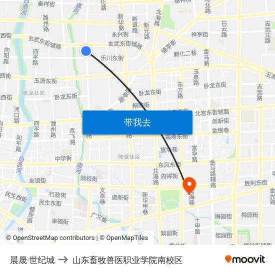 晨晟·世纪城 to 山东畜牧兽医职业学院南校区 map