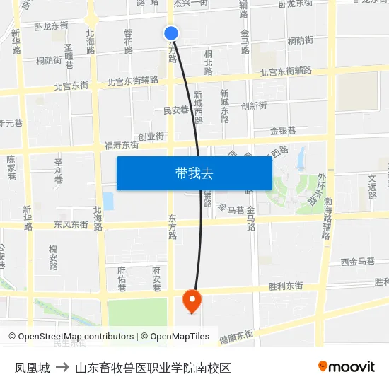 凤凰城 to 山东畜牧兽医职业学院南校区 map