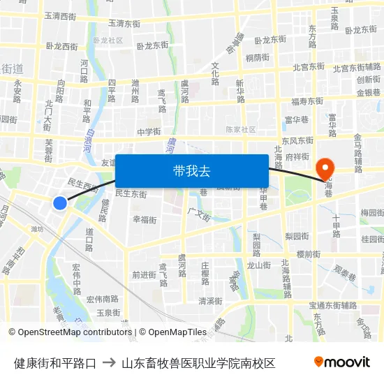 健康街和平路口 to 山东畜牧兽医职业学院南校区 map
